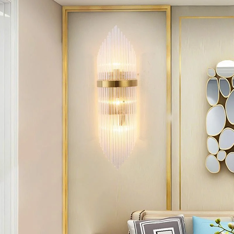 Gold Indoor Living Room Crystal Wall Lamp -  - #tag1#