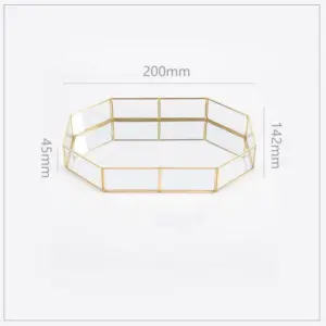 Gold Lining Polygon Mirror Tray