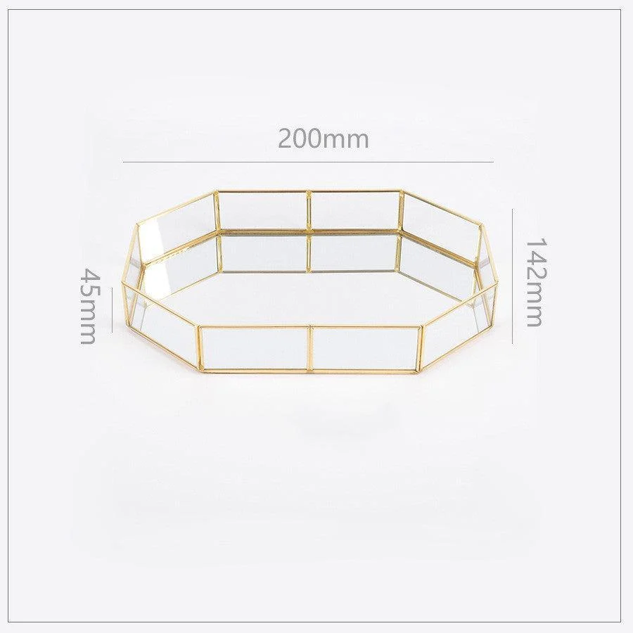 Gold Lining Polygon Mirror Tray -  - #tag1#