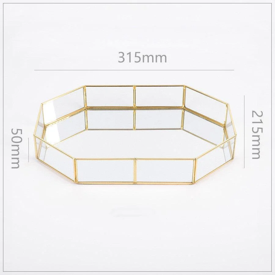 Gold Lining Polygon Mirror Tray -  - #tag1#