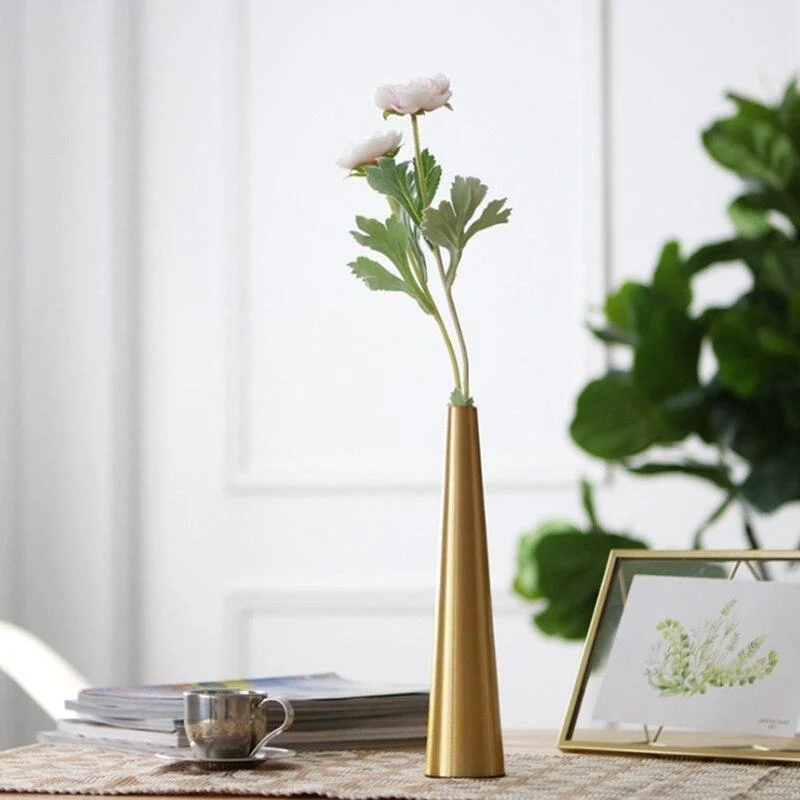 Gold Metal Cone Vase -