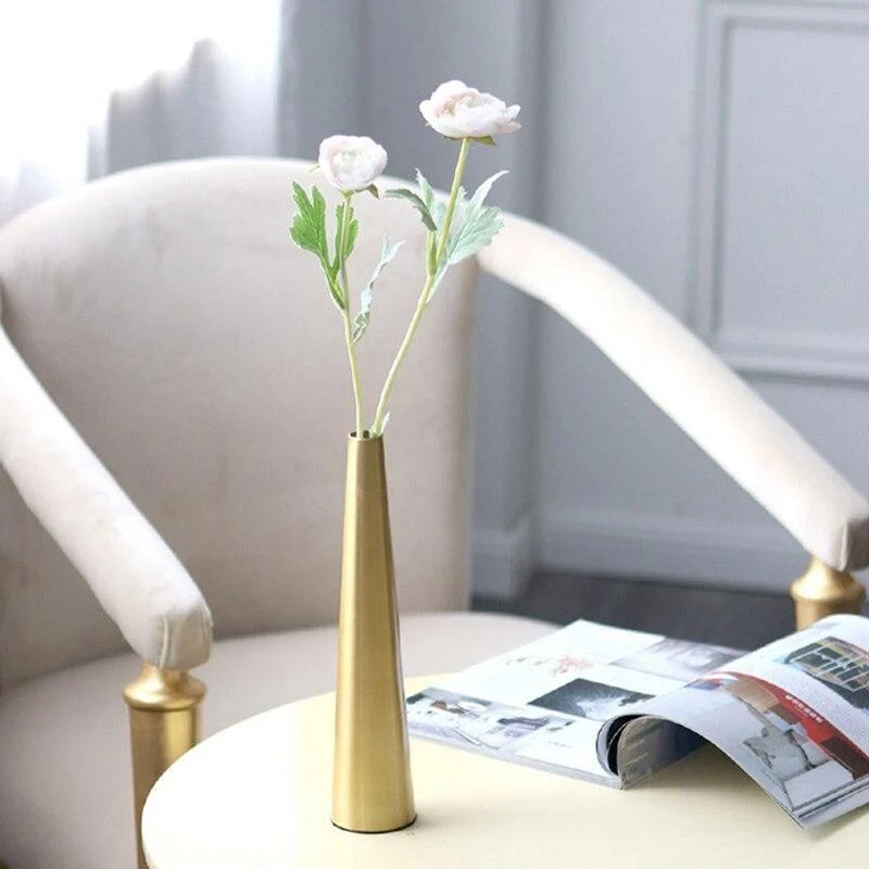 Gold Metal Cone Vase -