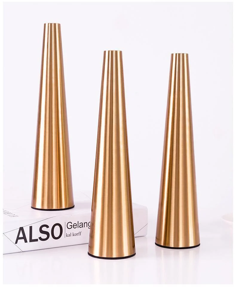 Gold Metal Cone Vase -