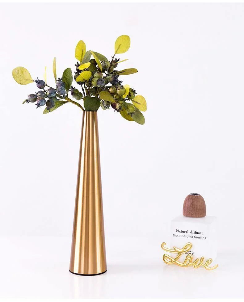 Gold Metal Cone Vase -