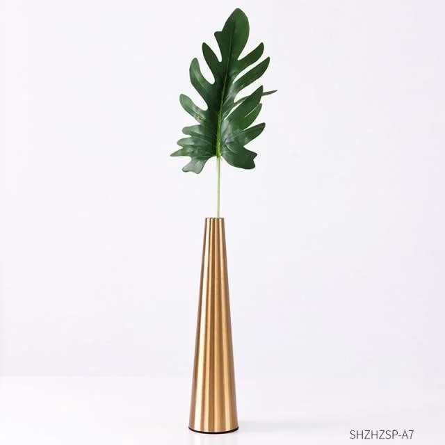 Gold Metal Cone Vase -