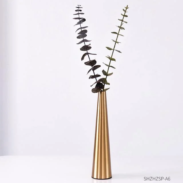 Gold Metal Cone Vase -