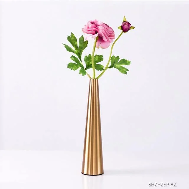 Gold Metal Cone Vase -