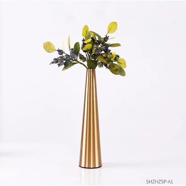 Gold Metal Cone Vase -