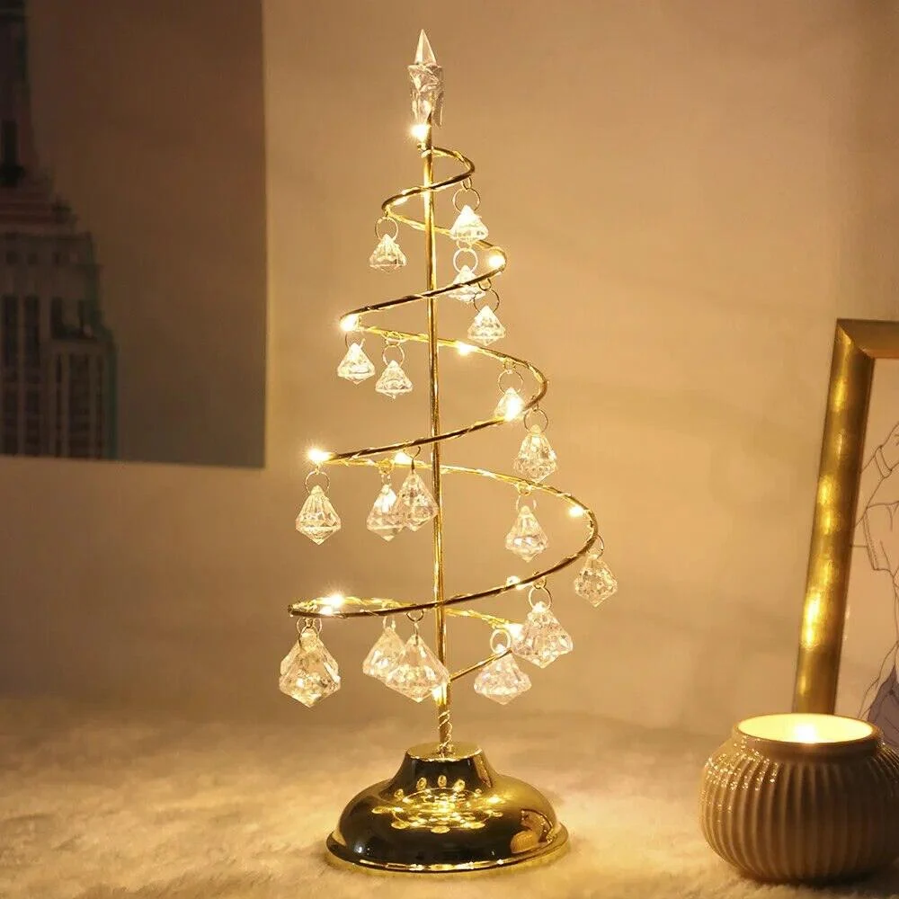 Gold Silver LED String Christmas Tree Table Lamp -  - #tag1#