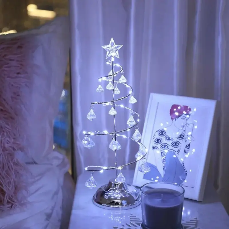 Gold Silver LED String Christmas Tree Table Lamp tag1
