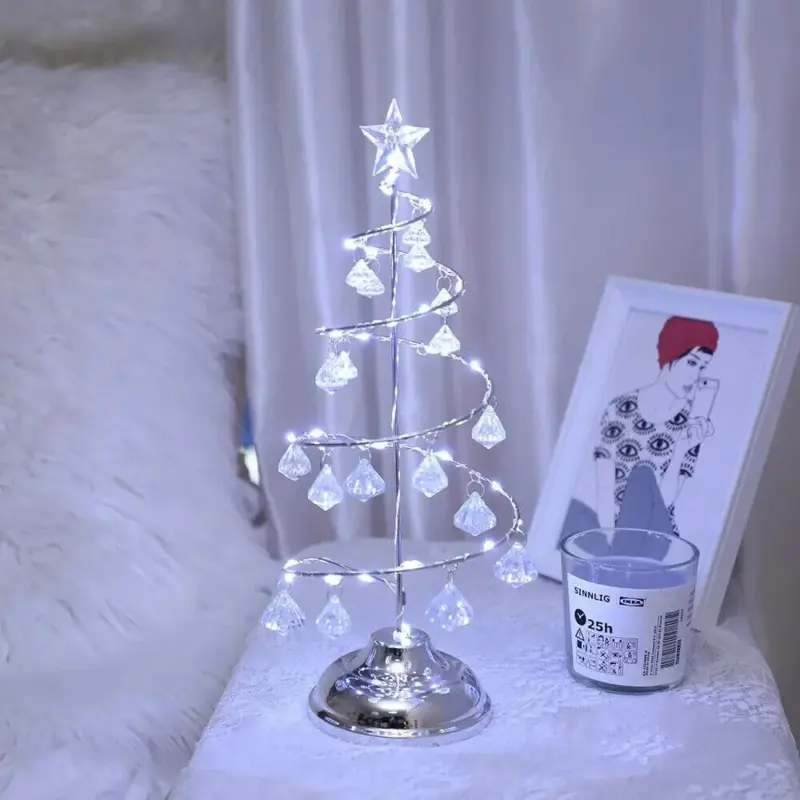 Gold Silver LED String Christmas Tree Table Lamp tag1