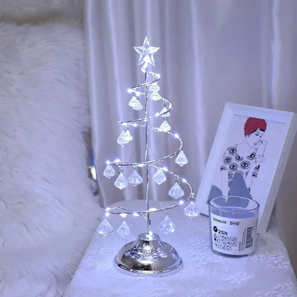 Gold Silver LED String Christmas Tree Table Lamp -  - #tag1#