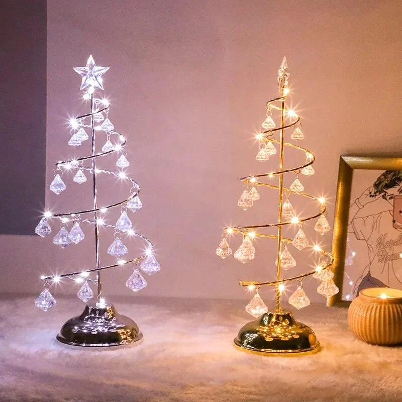 Gold Silver LED String Christmas Tree Table Lamp -  - #tag1#