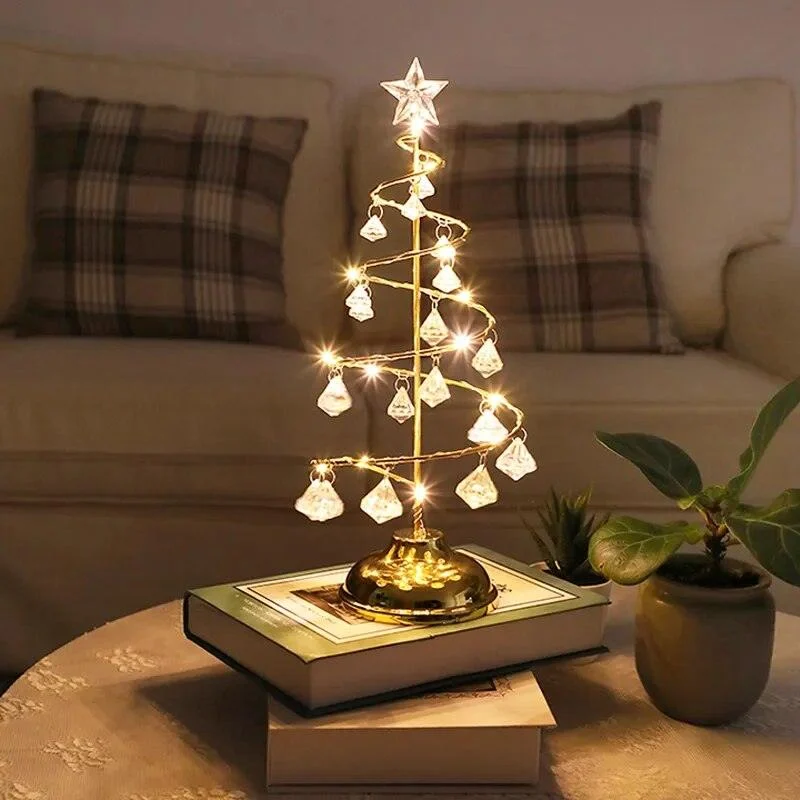 Gold Silver LED String Christmas Tree Table Lamp -  - #tag1#
