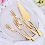 Golden Cake Shovel Dessert Fruit Fork Gold Cake Spatula Salad Snack Mini Forks Tea Fork Stainless 1bb52584 b94b 4765 88cf e65bfa15927e