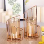 Golden Iron Candle Holder European geometric Candlestick Romantic Crystal Candle Cup Home Decoration Table Decoration