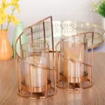 Golden Iron Candle Holder European geometric Candlestick Romantic Crystal Candle Cup Home Decoration Table Decoration 669980d2 4e08 4ca6 847e