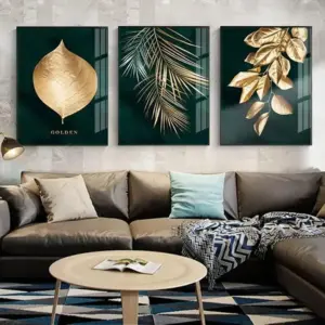 Golden Plant Leaves Canvas Art
