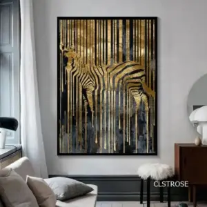 Golden Zebra Canvas Art
