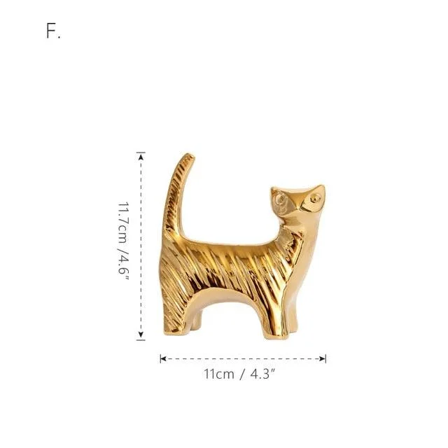 Golden Ceramic abstract Animal Figurines - Homeko