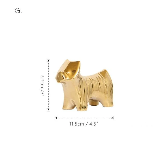 Golden Ceramic abstract Animal Figurines - Homeko