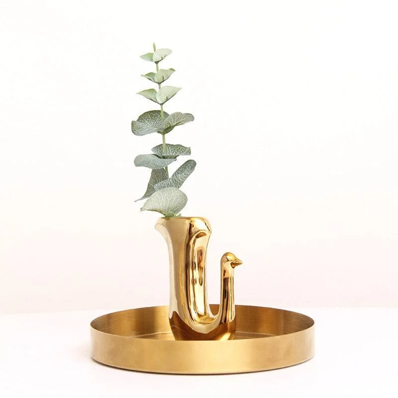 Golden Ceramic abstract Animal Figurines - Homeko