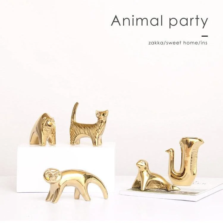 Golden Ceramic abstract Animal Figurines - Homeko