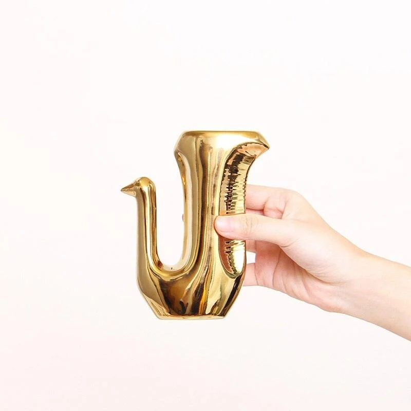 Golden Ceramic abstract Animal Figurines - Homeko