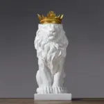 GoldenCrownedLionSculpture Homeko1