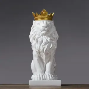 Golden Crowned Lion Sculpture