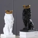 GoldenCrownedLionSculpture Homeko2