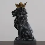 GoldenCrownedLionSculpture Homeko3