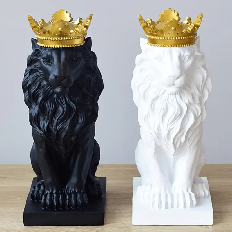 GoldenCrownedLionSculpture Homeko4