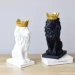 GoldenCrownedLionSculpture Homeko5