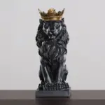 GoldenCrownedLionSculpture Homeko7