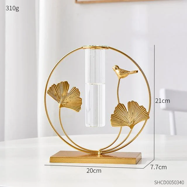 Golden Glass Tube Vase - Homeko