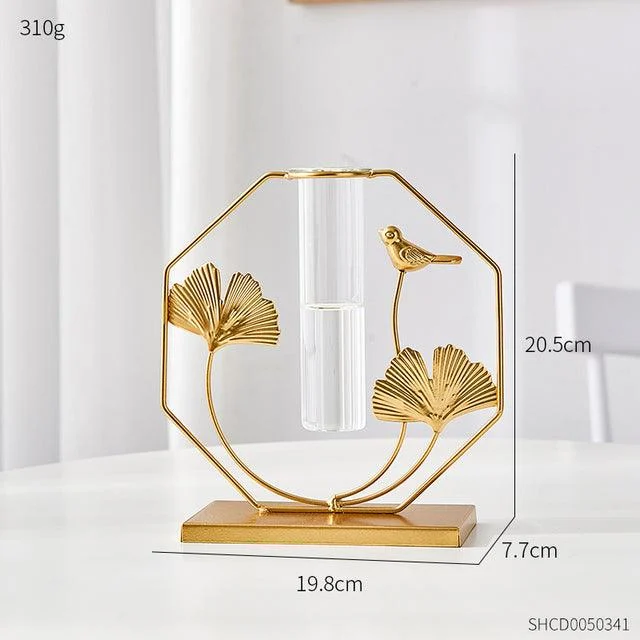 Golden Glass Tube Vase - Homeko