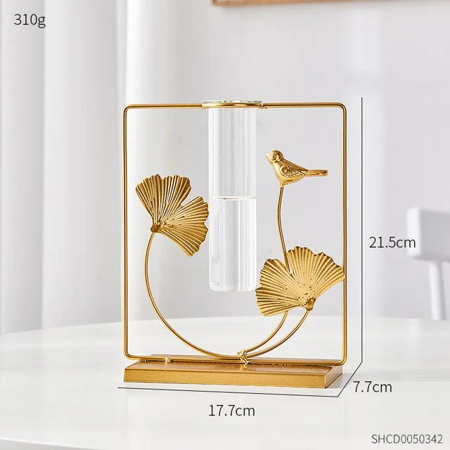 Golden Glass Tube Vase - Homeko