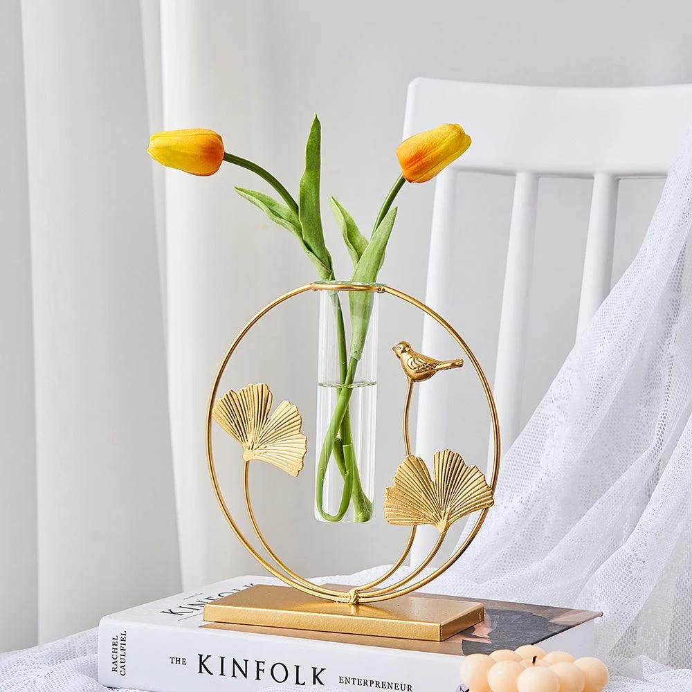 Golden Glass Tube Vase - Homeko