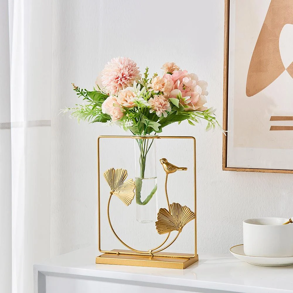 Golden Glass Tube Vase - Homeko