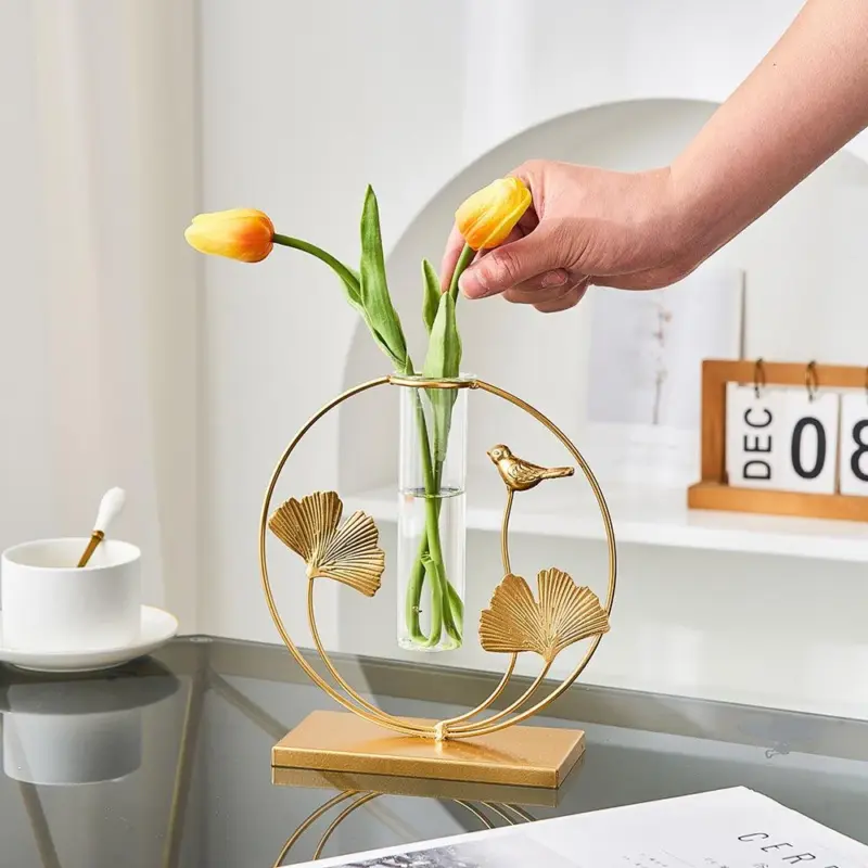 GoldenGlassTubeVase Homeko4