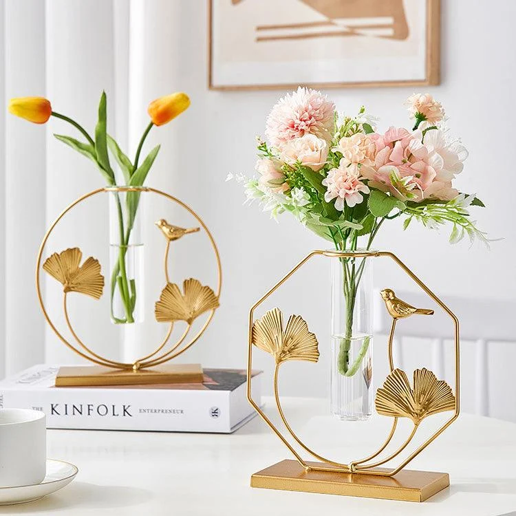 Golden Glass Tube Vase - Homeko