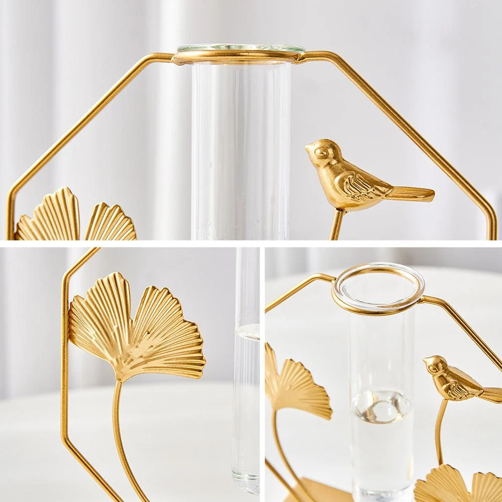 Golden Glass Tube Vase - Homeko