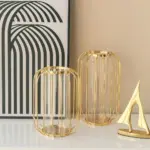 GoldenHues Nordic gold glass vase