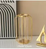 GoldenHues Nordic gold glass vase