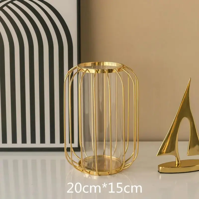 GoldenHues Nordic gold glass vase