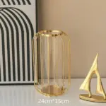 GoldenHues Nordic gold glass vase