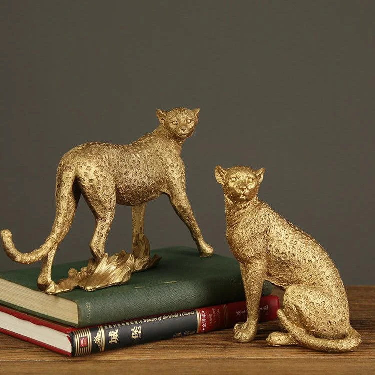 Golden Leopard Figurines - Homeko