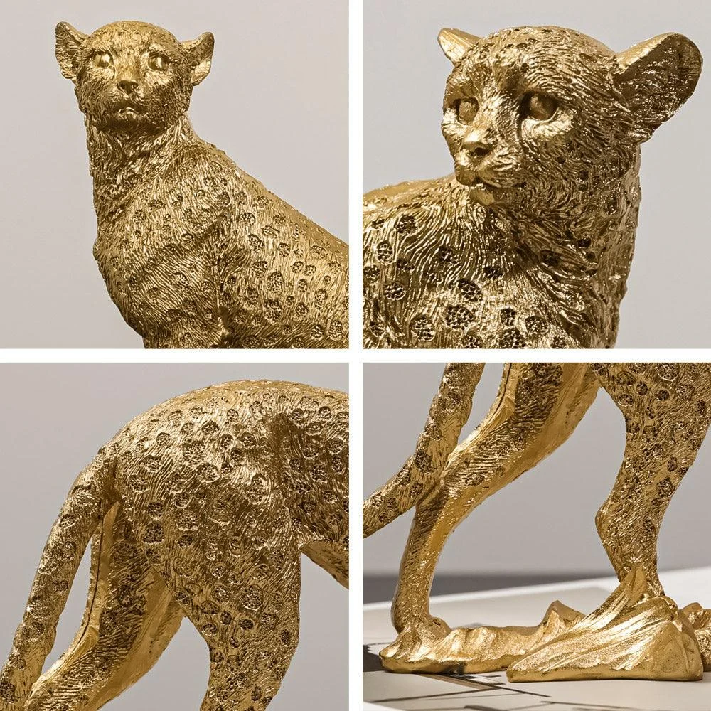 Golden Leopard Figurines - Homeko