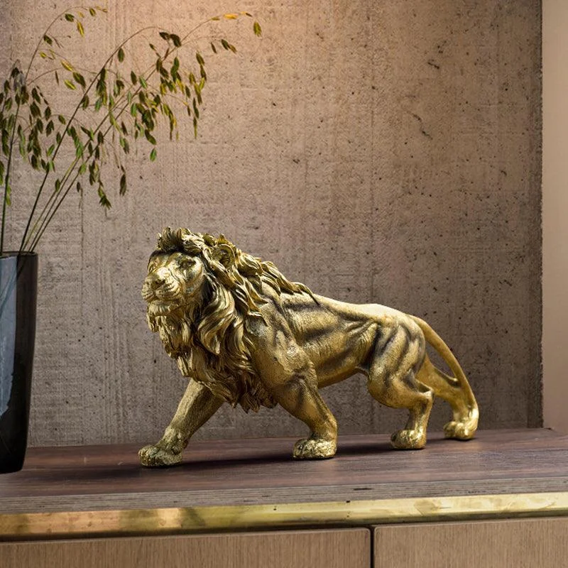 Golden Lion King Statue - Homeko